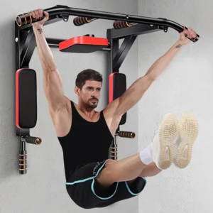 Multifunctional wall-mounted pull-up fitness support.
